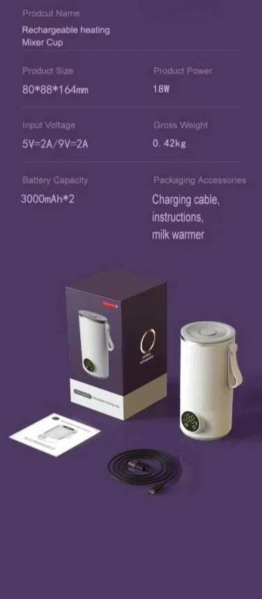 Coffee Stirring Cup Portable Usb Rechargeable Wireless Heating Smart Temperature Control Coffee&milk Mug Milk Frother