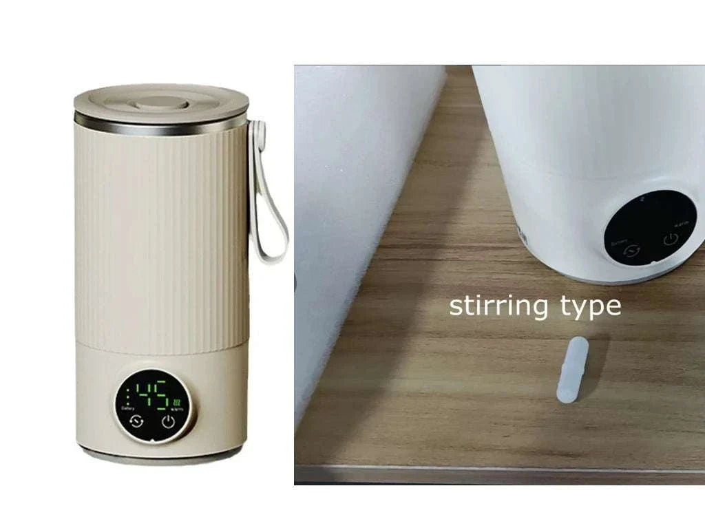 Portable white coffee stirring cup with USB rechargeable wireless heating and smart temperature control