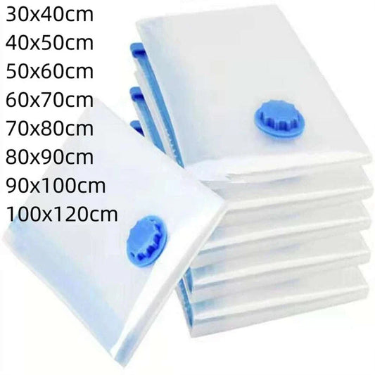 Transparent vacuum storage bags with valve for compressed space saving and travel storage