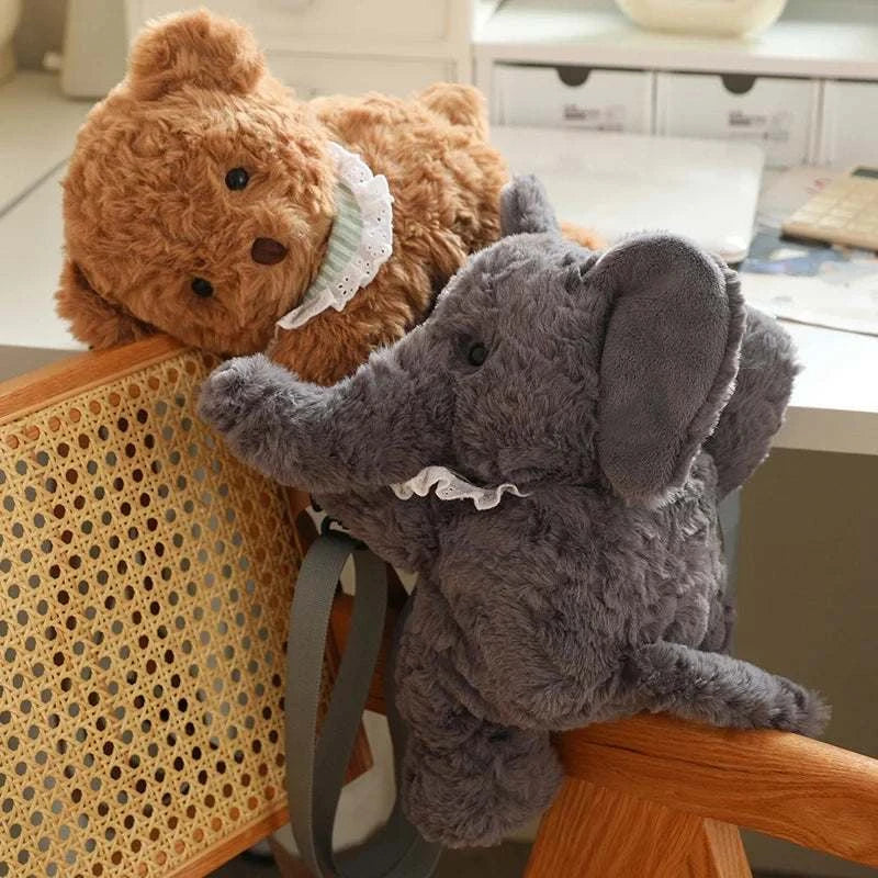 Kawaii Animal Soft Stuffed Backpack Doll Bear Rabbit Sheep Elephant High Quality Stuffed Bag For Boys And Girls Birthday Gifts