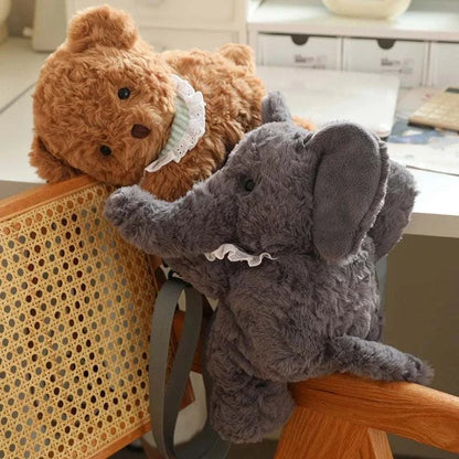 Kawaii Animal Soft Stuffed Backpack Doll Bear Rabbit Sheep Elephant High Quality Stuffed Bag For Boys And Girls Birthday Gifts