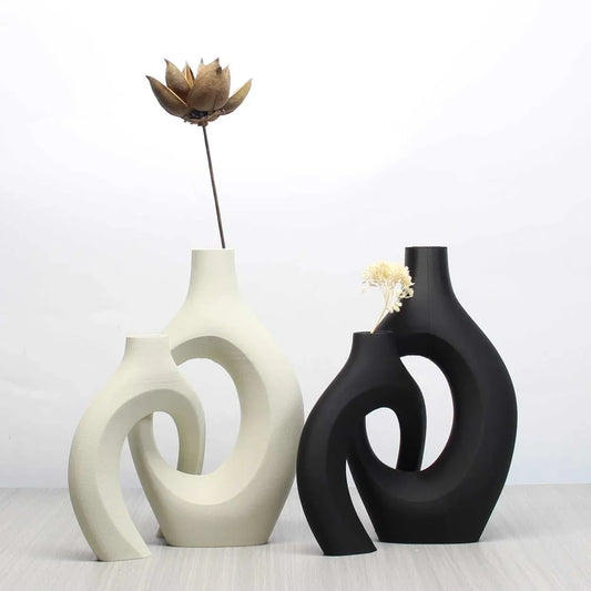 Set of Bohemian style art vases for home and office decoration