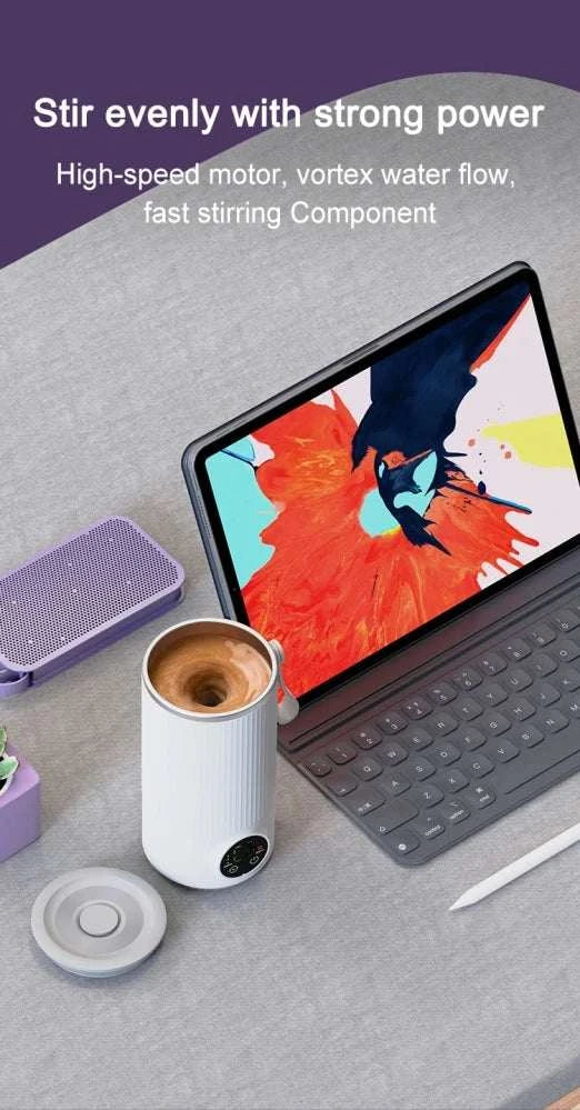 Coffee Stirring Cup Portable Usb Rechargeable Wireless Heating Smart Temperature Control Coffee&milk Mug Milk Frother