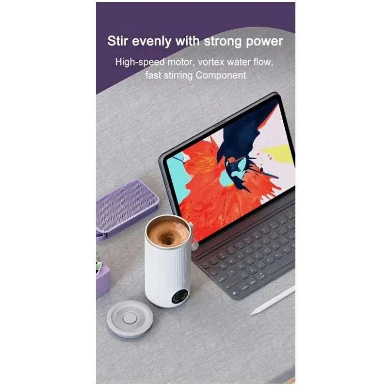 Coffee Stirring Cup Portable Usb Rechargeable Wireless Heating Smart Temperature Control Coffee&milk Mug Milk Frother