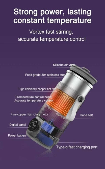 Coffee Stirring Cup Portable Usb Rechargeable Wireless Heating Smart Temperature Control Coffee&milk Mug Milk Frother