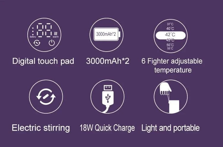 Coffee Stirring Cup Portable Usb Rechargeable Wireless Heating Smart Temperature Control Coffee&milk Mug Milk Frother