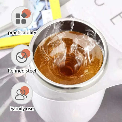 Automatic stirring cup one-button start portable stainless steel rotating coffee/milkshake cup suitable for home and travel