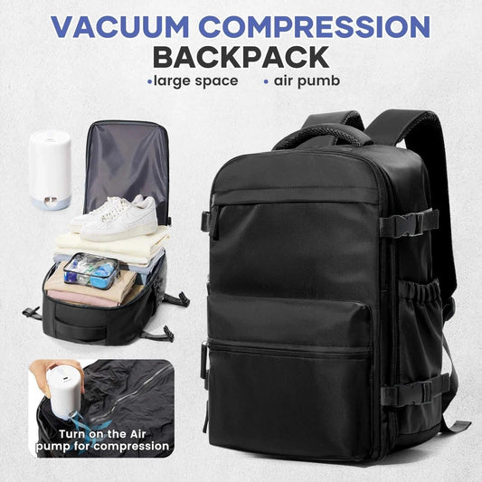 Vacuum backpack large capacity unisex nylon travel and business bag with zipper closure and multiple pockets