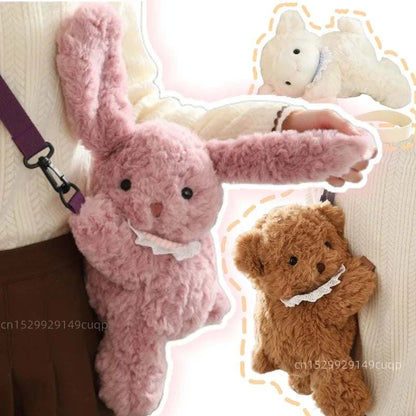 Kawaii animal soft stuffed backpack bear plush toy for kids birthday gift