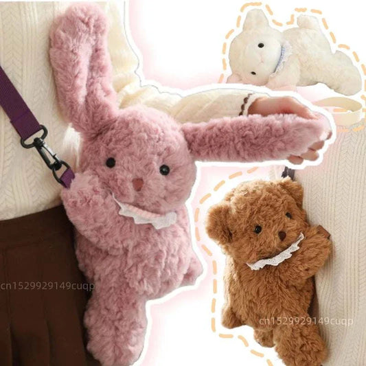 Kawaii animal soft stuffed backpack bear plush toy for kids birthday gift