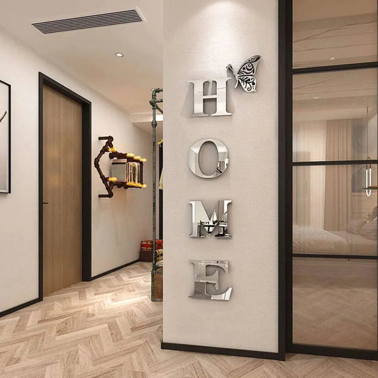 3D HOME Home Logo mirror wall sticker for entrance decoration